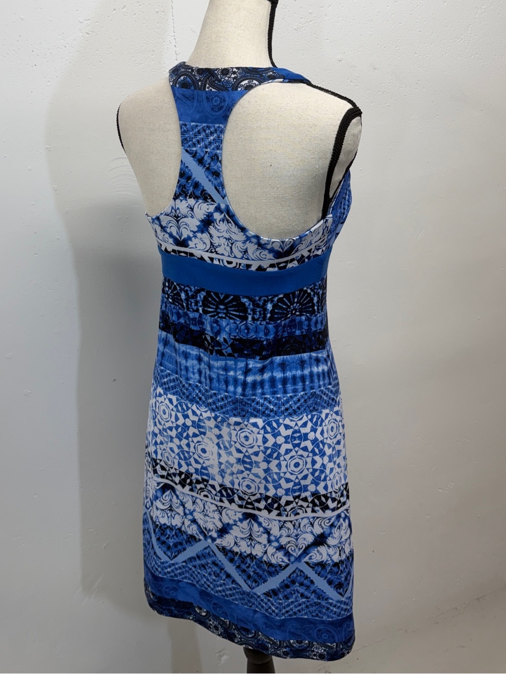 Blue Patterned V-Neck One-Piece Swim Dress - Picture 2 of 15